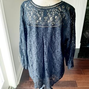 STYLE & CO WOMEN'S BLACK LACE TOP